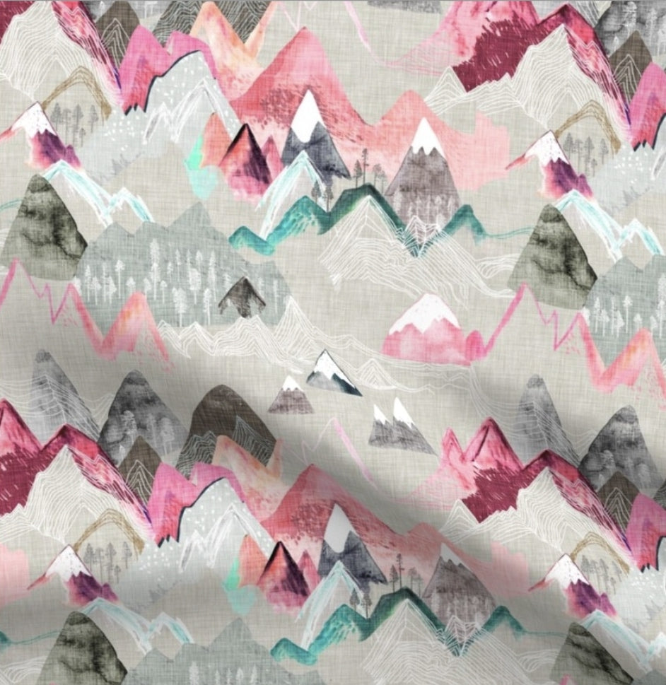 Crib Sheet - Mountains in pink - DBC Baby Bedding Co 