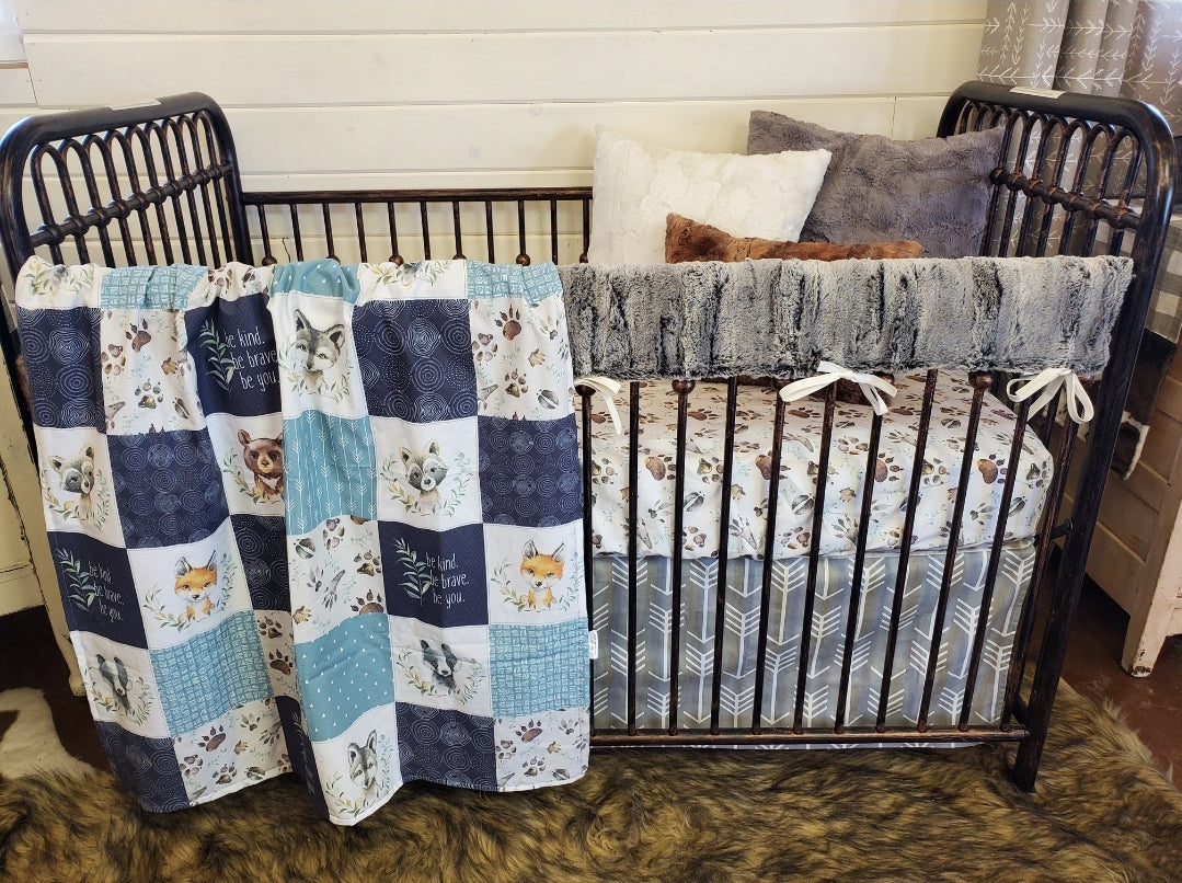 New Release Boy Crib Bedding- Moose, Bear, Deer Woodland Baby Bedding Collection - DBC Baby Bedding Co 