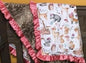 Ruffle Baby Blanket - Floral Woodland Minky and Fawn Minky Blanket - DBC Baby Bedding Co 