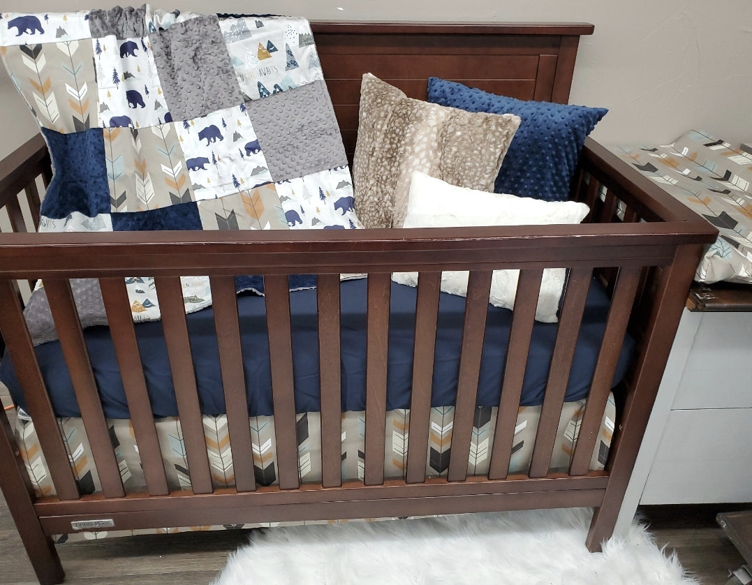 Custom Boy Crib Bedding - Adventure Awaits, Bears, Arrows Baby Bedding Collection - DBC Baby Bedding Co 
