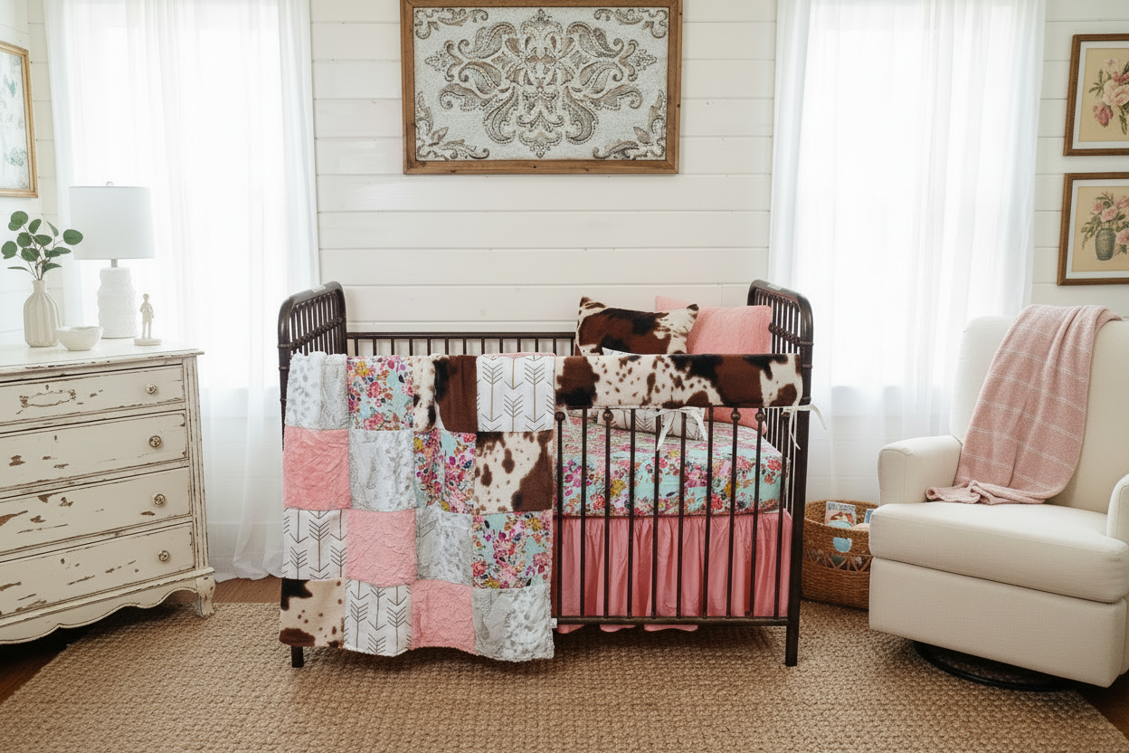 Floral and Cowhide Nursery 