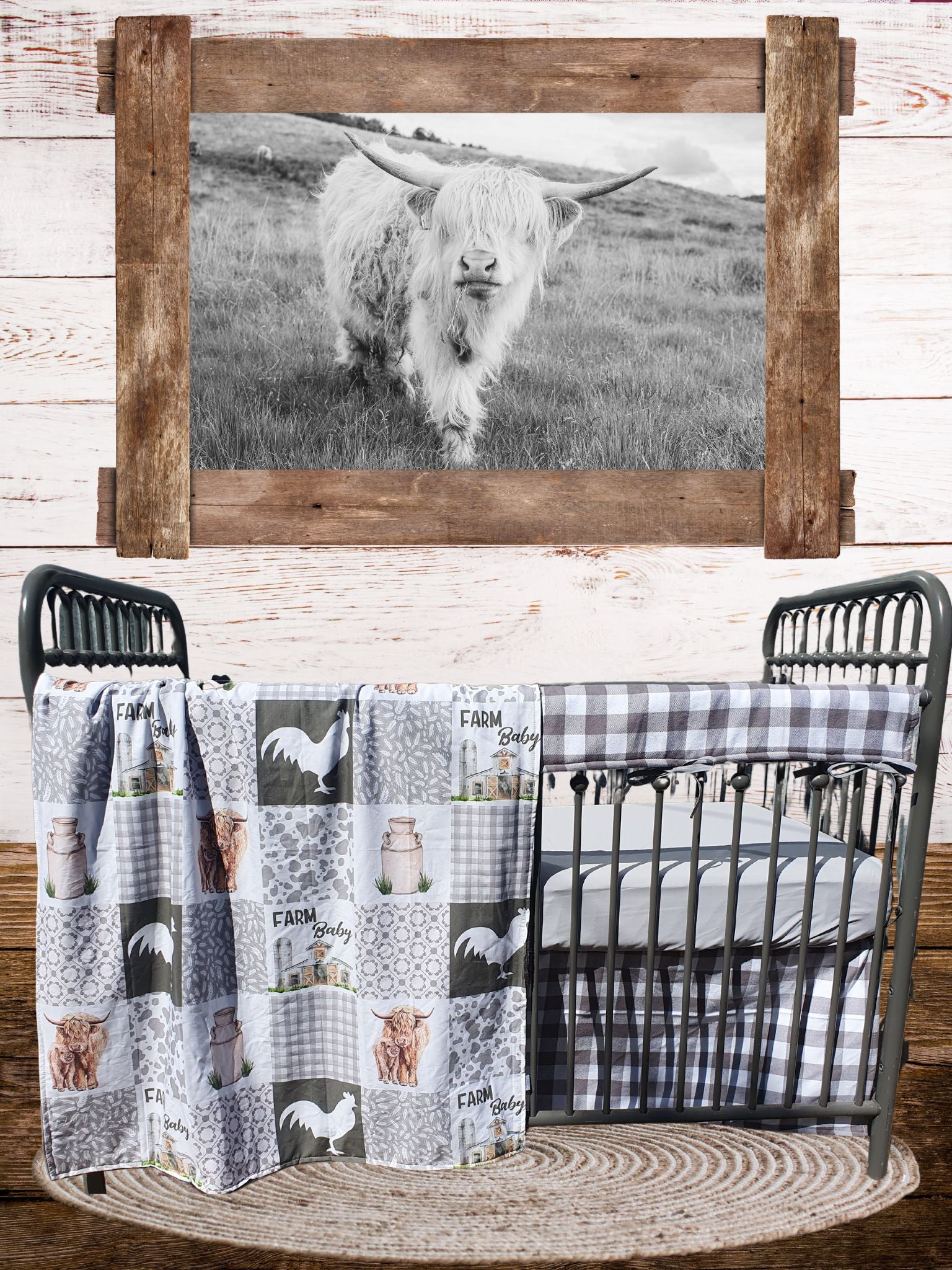 New Release Neutral Crib Bedding - Highland Cow Farm Baby Bedding & Nursery Collection - DBC Baby Bedding Co 