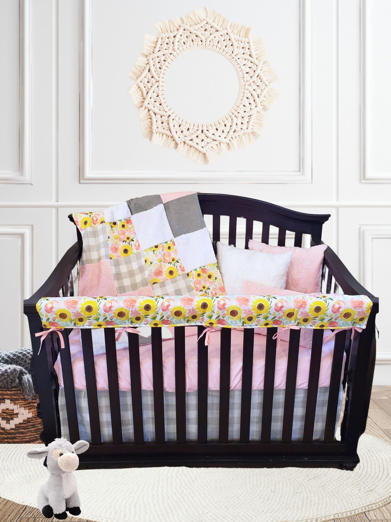 Sunflower and Rose Baby Crib Bedding