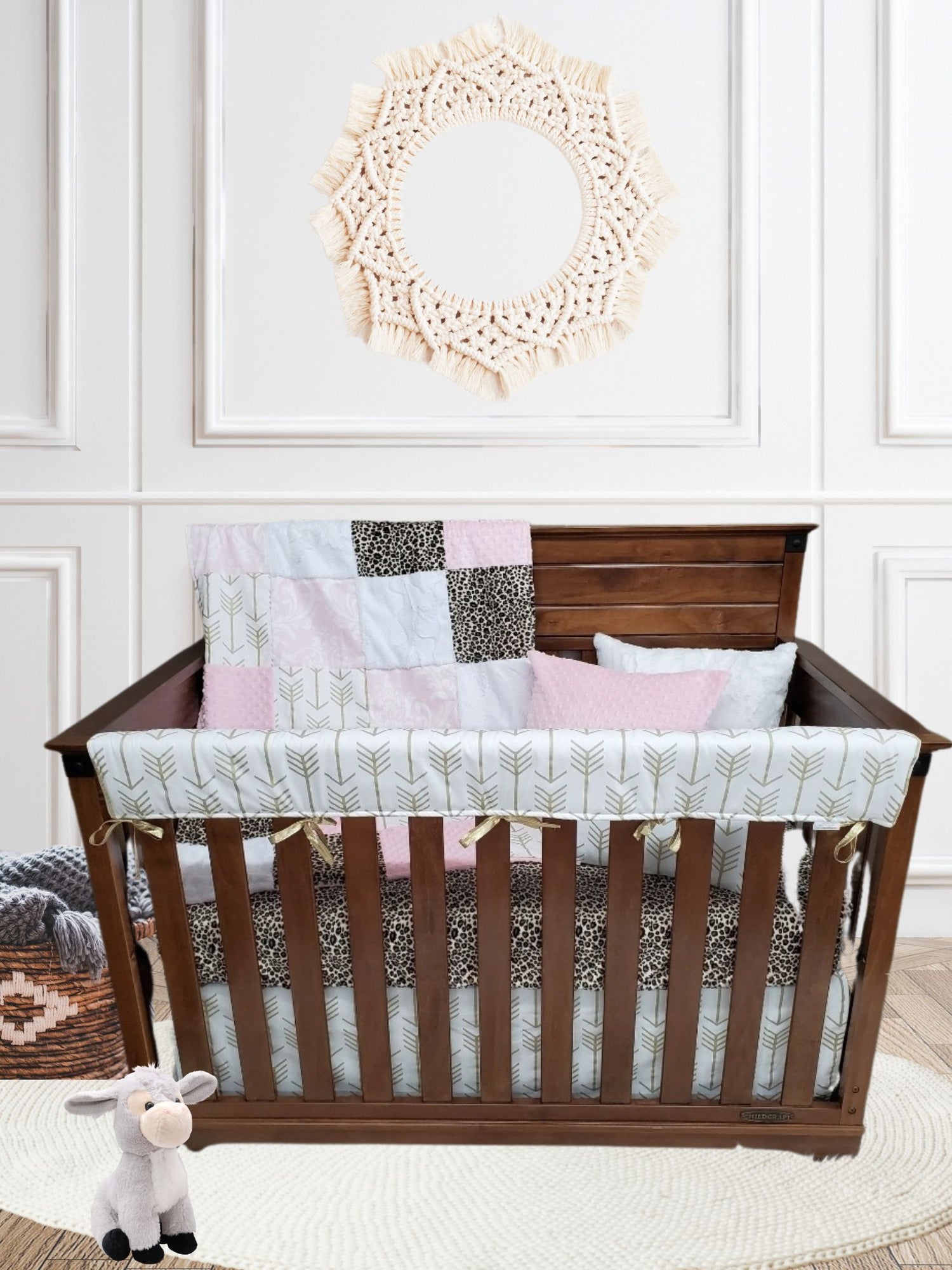 Cheetah and Gold Arrow Baby Crib Bedding