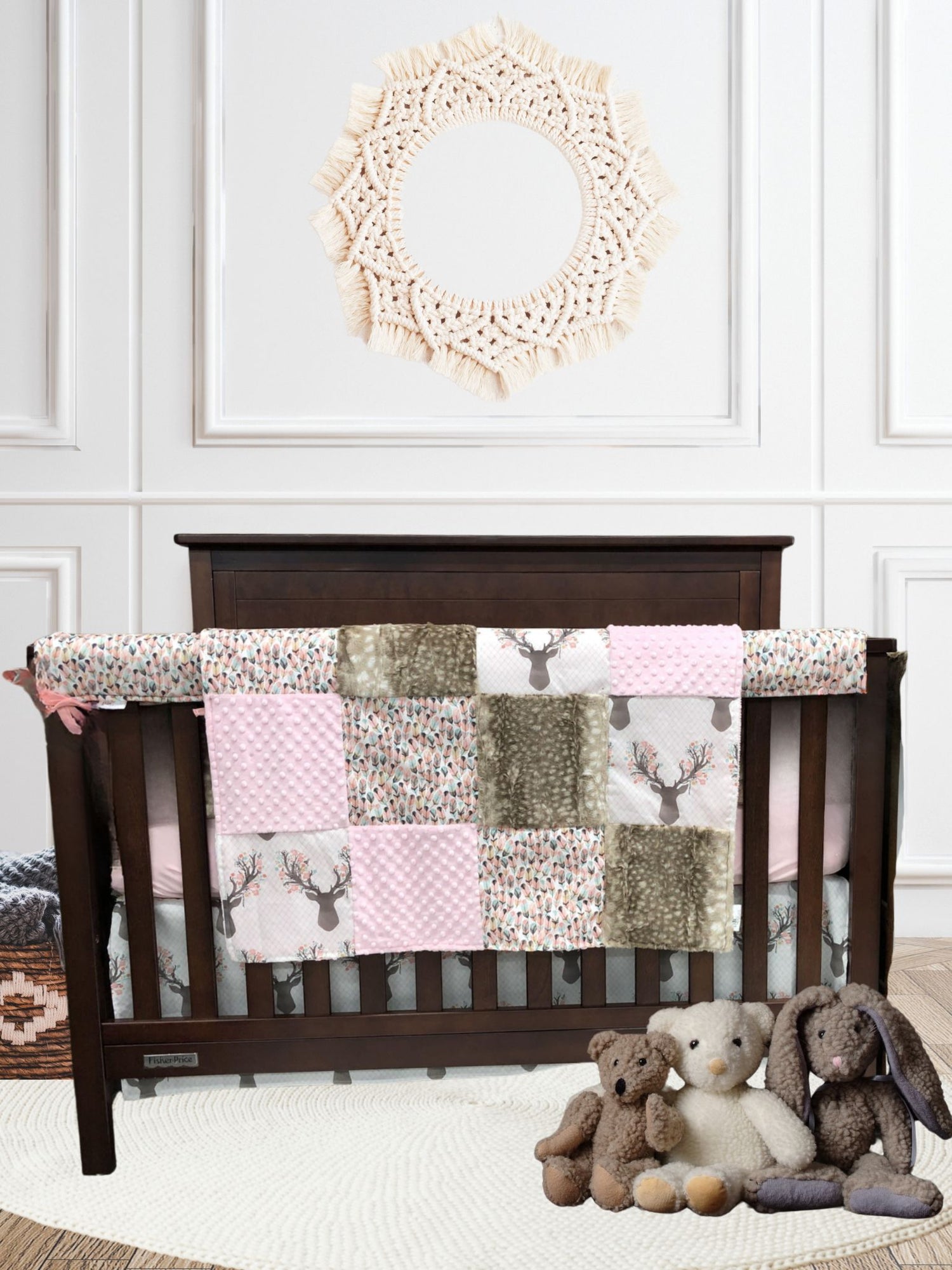 Tulip Fawn and Feather Woodland Baby Crib Bedding