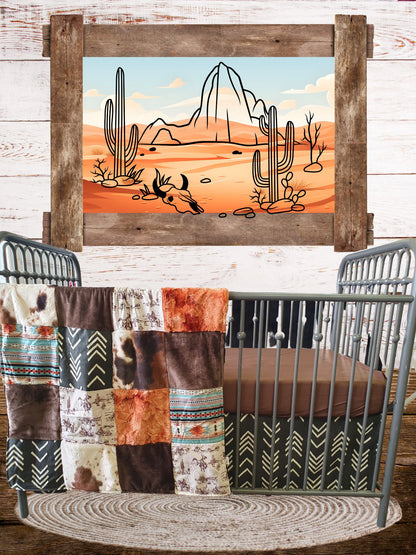 New Release Boy Crib Bedding- Cowboy Canyon Toile and Cow Minky Western Baby & Toddler Bedding Collection - DBC Baby Bedding Co 