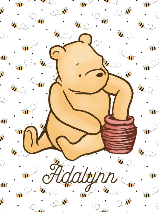 New Release Standard Blanket - Winnie the Pooh Honey Pot Personalized Baby Blanket