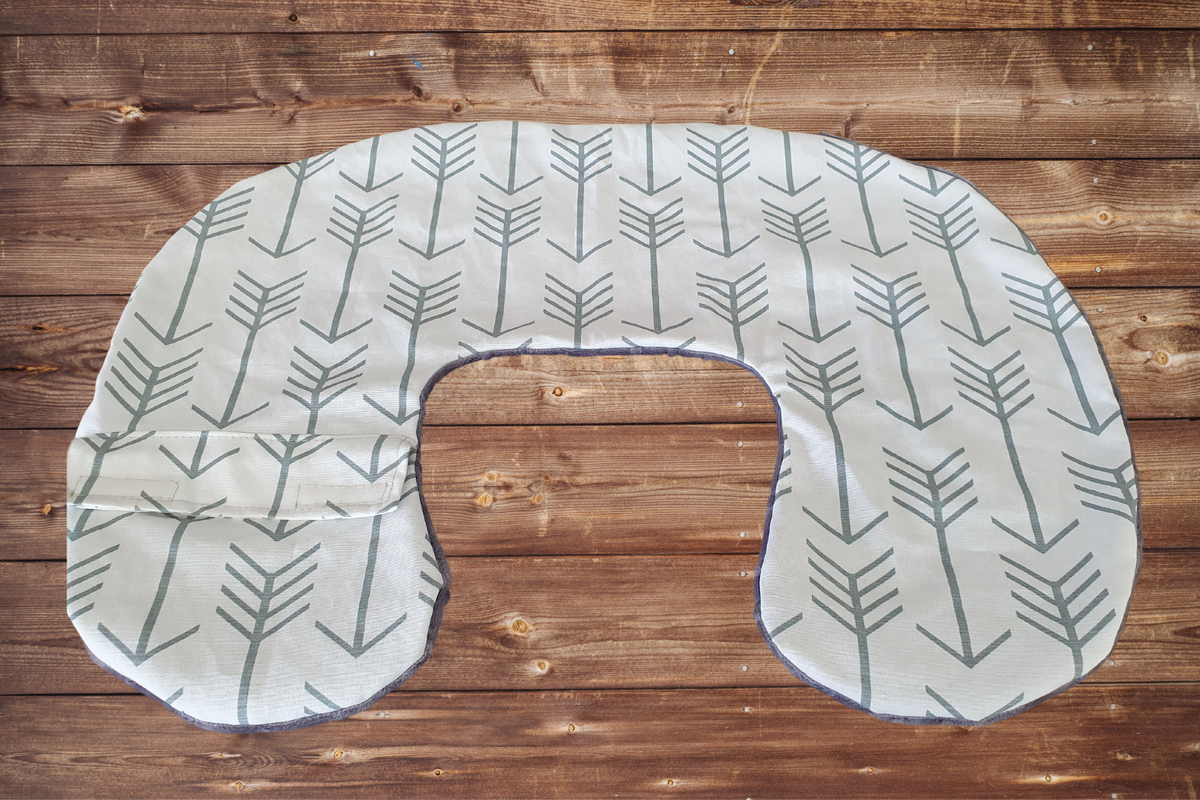 Nursing Pillow Cover - White with Gray Arrows and Minky Cover - DBC Baby Bedding Co 
