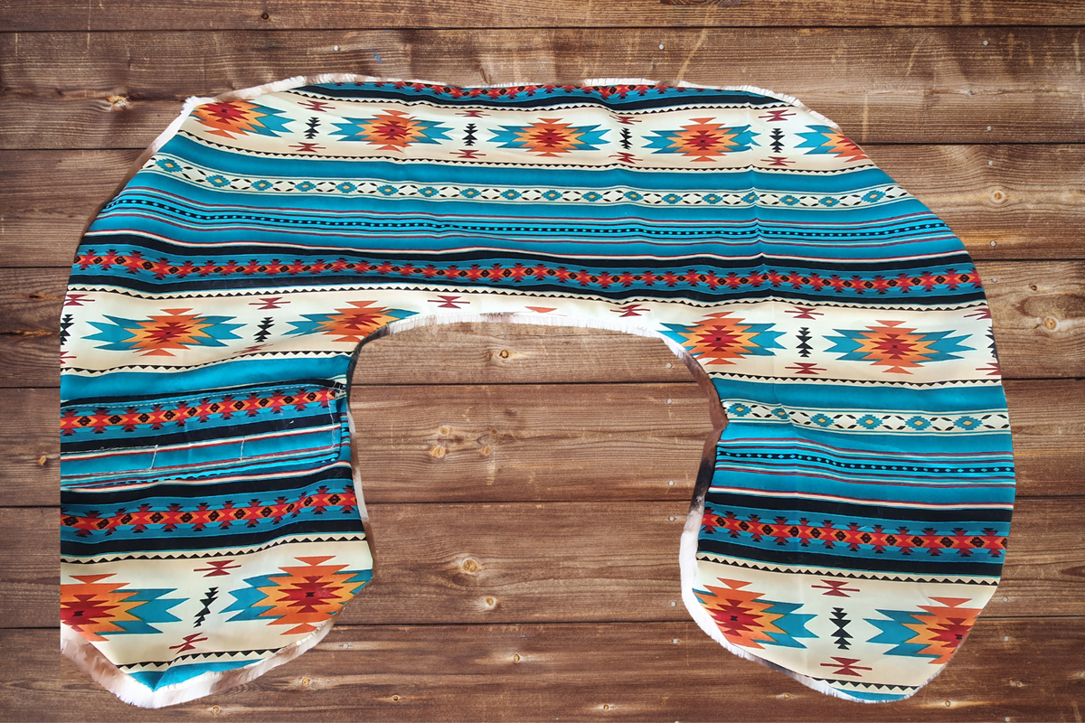 Nursing Pillow Cover - Teal Aztec and Cow Minky Western Cover - DBC Baby Bedding Co 