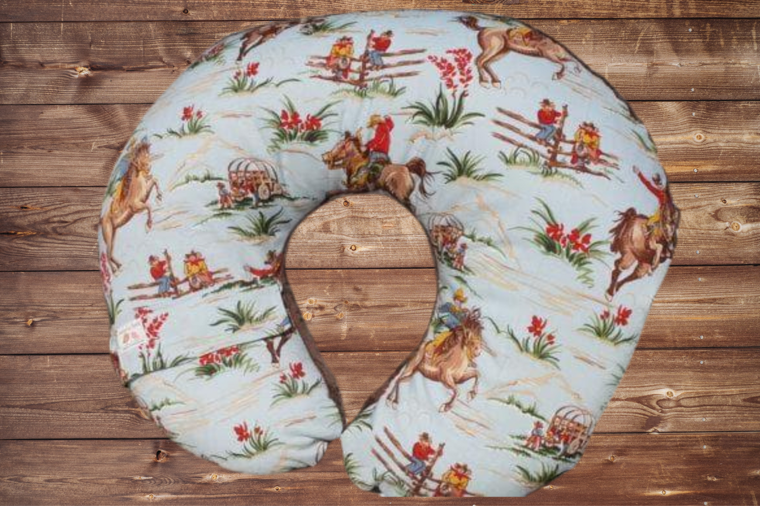 Nursing Pillow Cover - Barn Dandy Cowboy and Brown Minky Western Cover - DBC Baby Bedding Co 