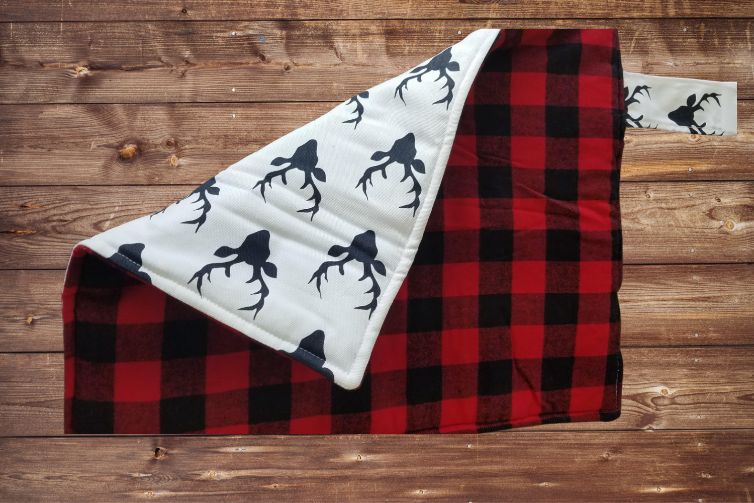 On the Go Changing Pad- Black Buck Woodland and Red Black Check Interior - DBC Baby Bedding Co 