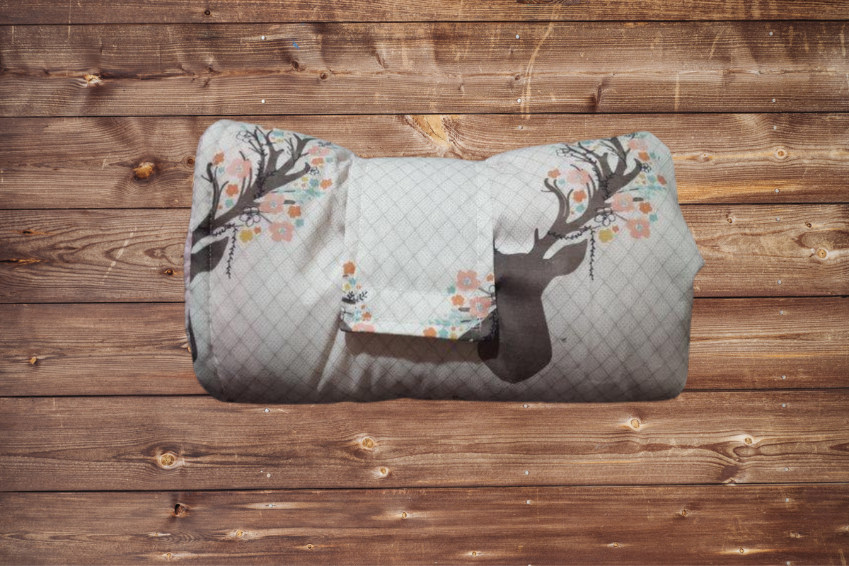 On the Go Changing Pad- Tulip Fawn Woodland and Minky Interior - DBC Baby Bedding Co 