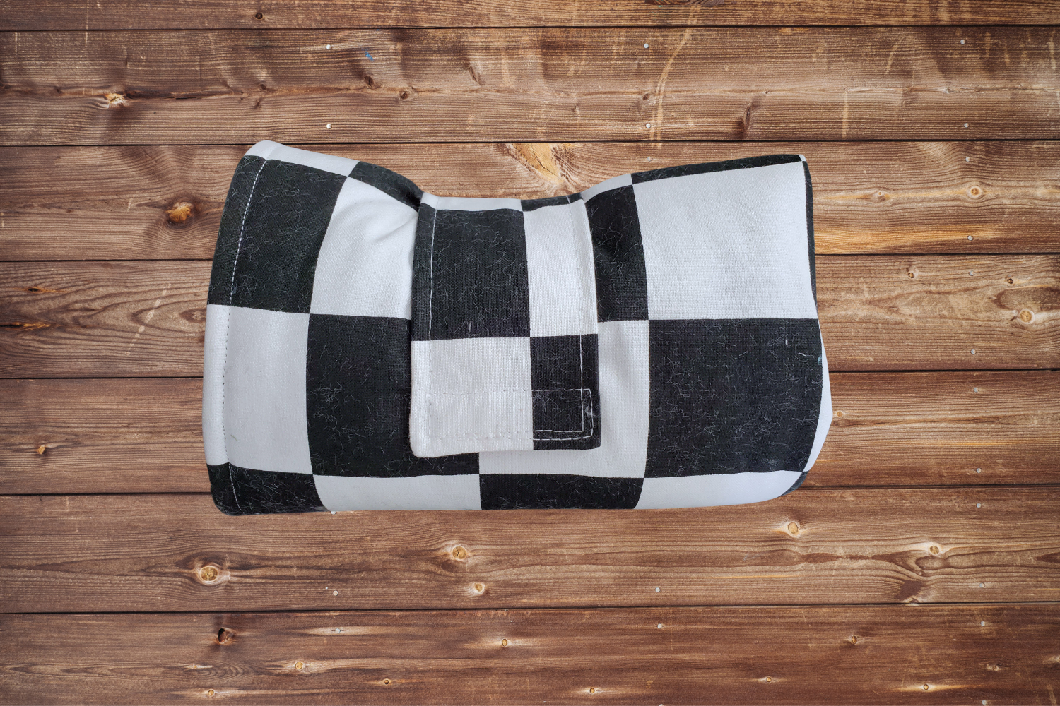 On the Go Changing Pad- Race Flag Check with Gray Minky interior - DBC Baby Bedding Co 