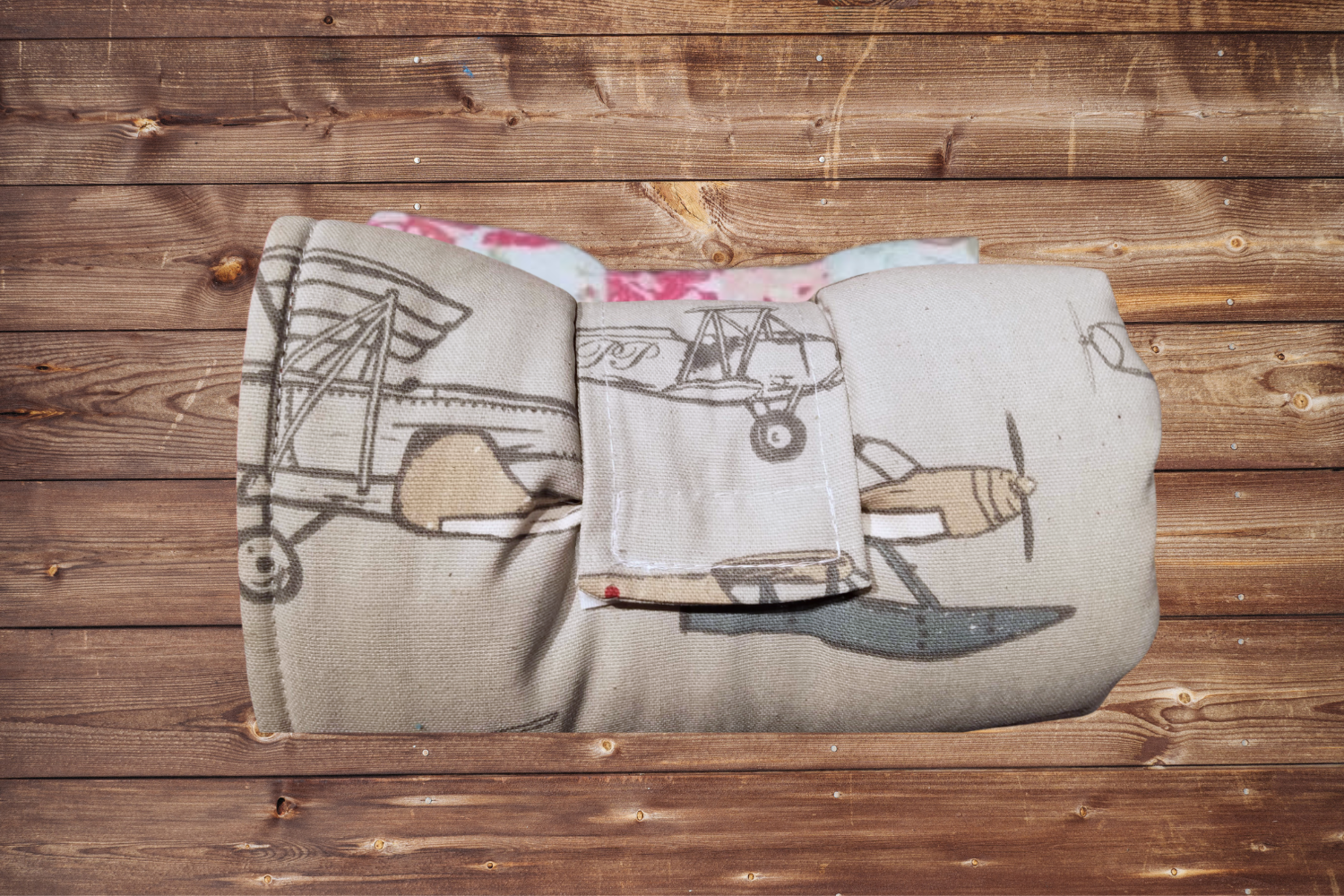 On the Go Changing Pad- Vintage Airplane and Minky Interior - DBC Baby Bedding Co 