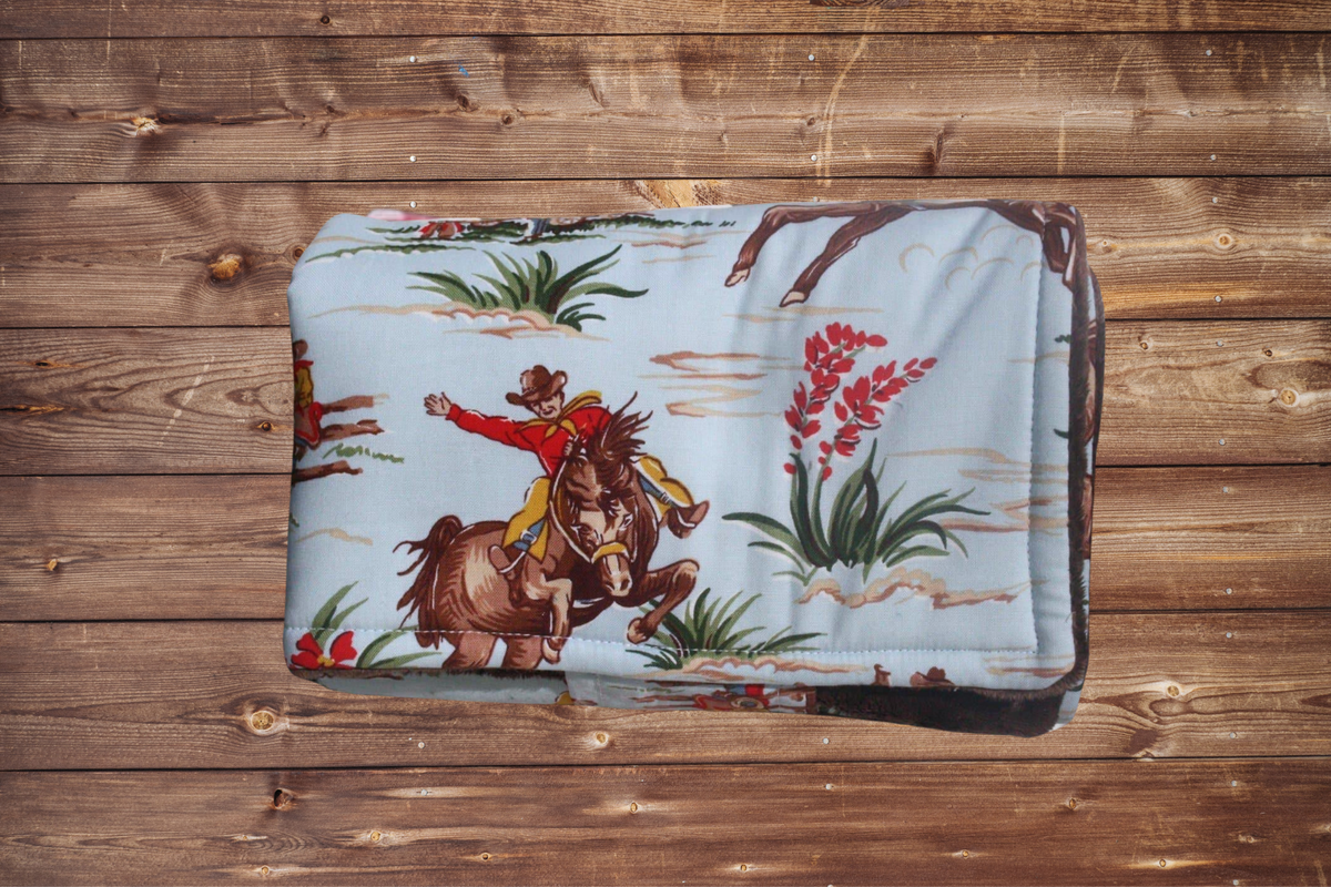 On the Go Changing Pad- Barn Dandy Western Cowboys and Minky Interior - DBC Baby Bedding Co 