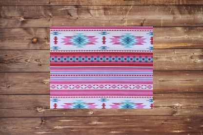 On the Go Changing Pad- Pink Aztec Western and Teal Minky Interior - DBC Baby Bedding Co 