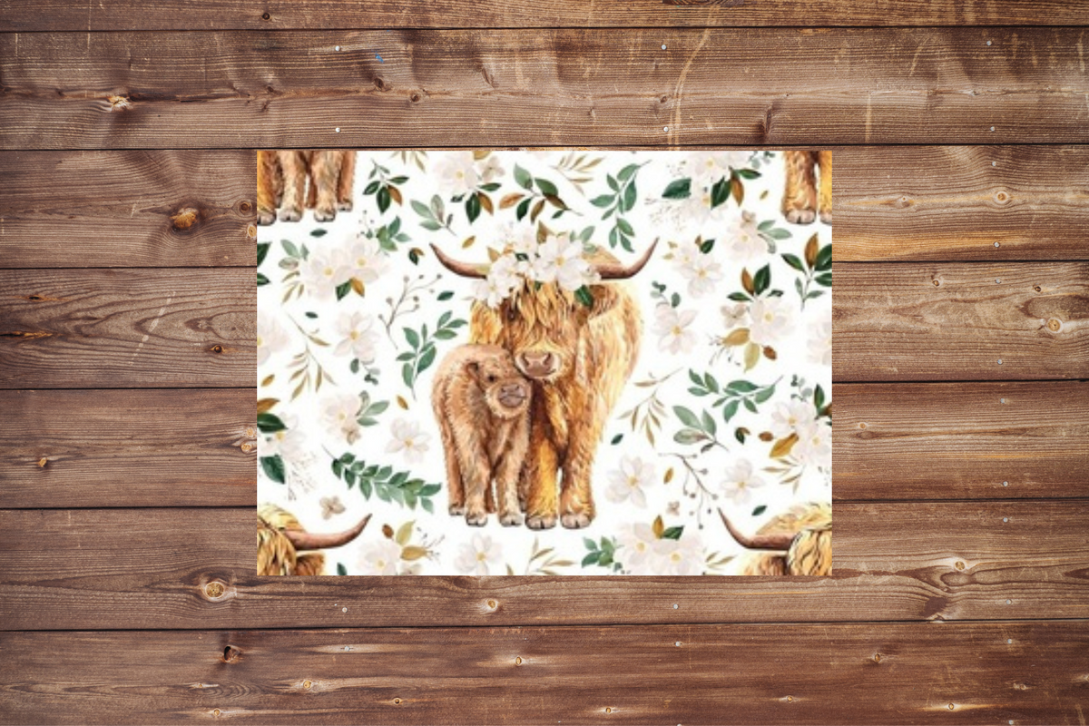 On the Go Changing Pad- Magnolia Highland Cow and Minky Interior - DBC Baby Bedding Co 