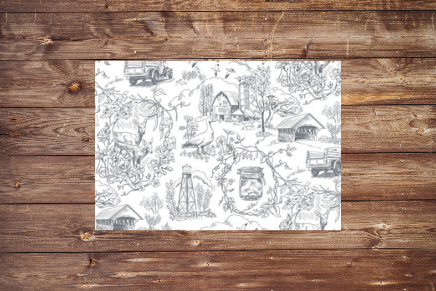 On the Go Changing Pad- Farm Toile Cow and Gray Minky Interior - DBC Baby Bedding Co 