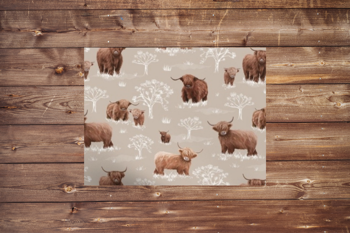 On the Go Changing Pad- Highland Cow and Brown Minky Interior - DBC Baby Bedding Co 