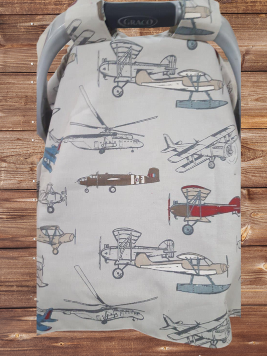 Carseat Tent - Vintage Airplane Tent - DBC Baby Bedding Co 