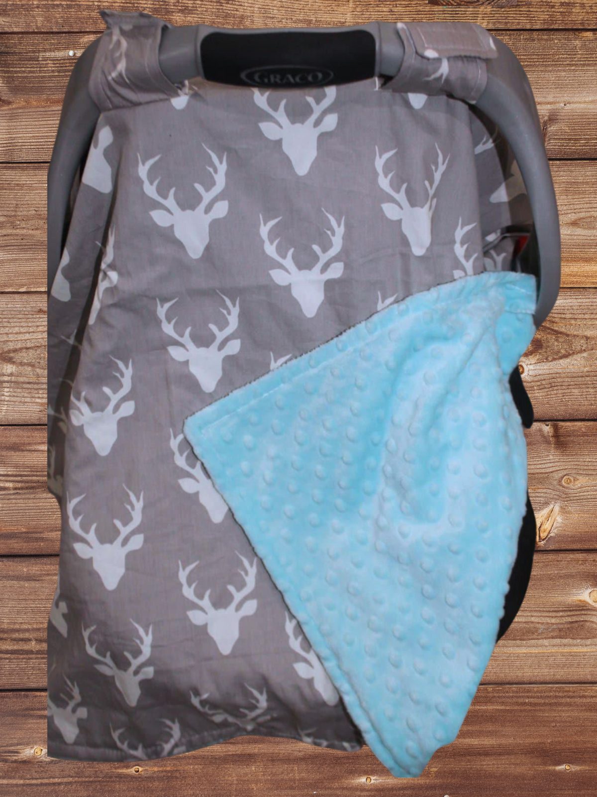 Carseat Tent - Gray Buck Woodland Tent - DBC Baby Bedding Co 
