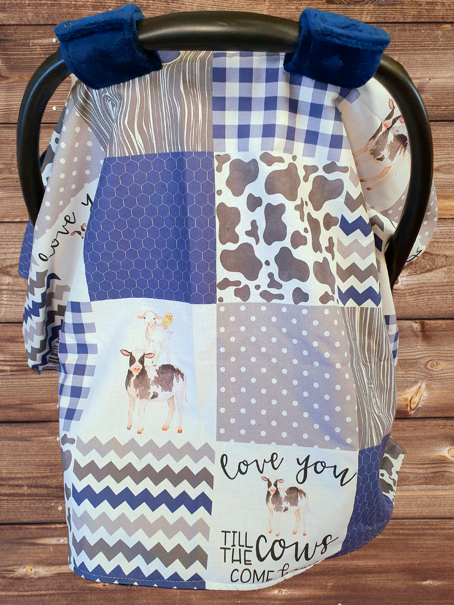 Custom Carseat Tent - Love you Till the Cows Come Home Carseat Canopy - DBC Baby Bedding Co 