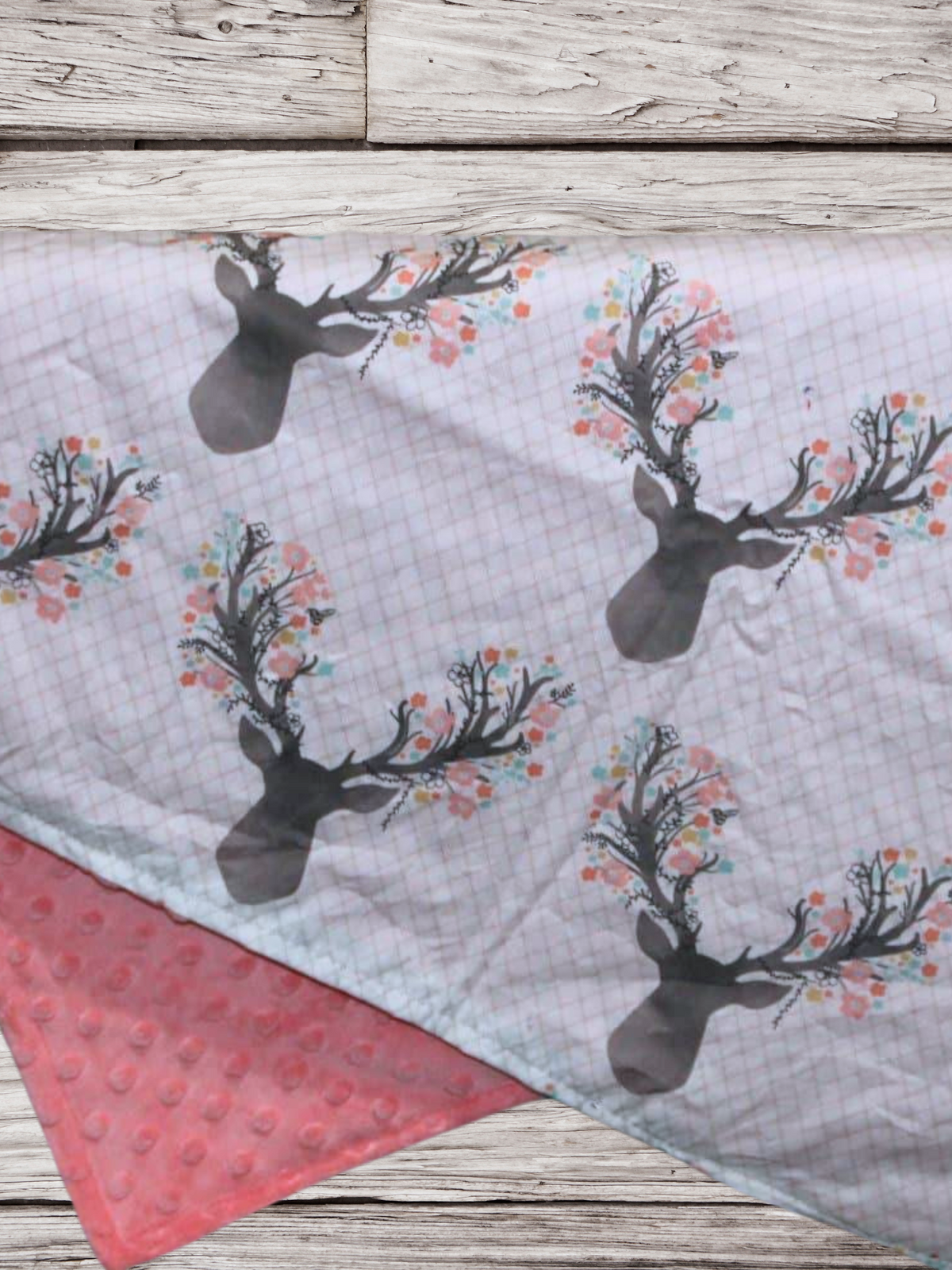 Standard Blanket - Tulip Fawn and Minky Woodland Blanket - DBC Baby Bedding Co 