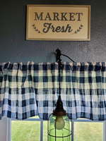 Curtain Panels or Valance - Denim Navy Check - DBC Baby Bedding Co 