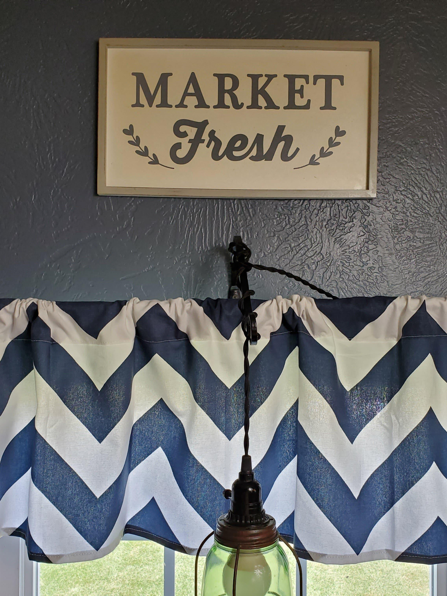 Curtain Panels or Valance - Navy Chevron - DBC Baby Bedding Co 