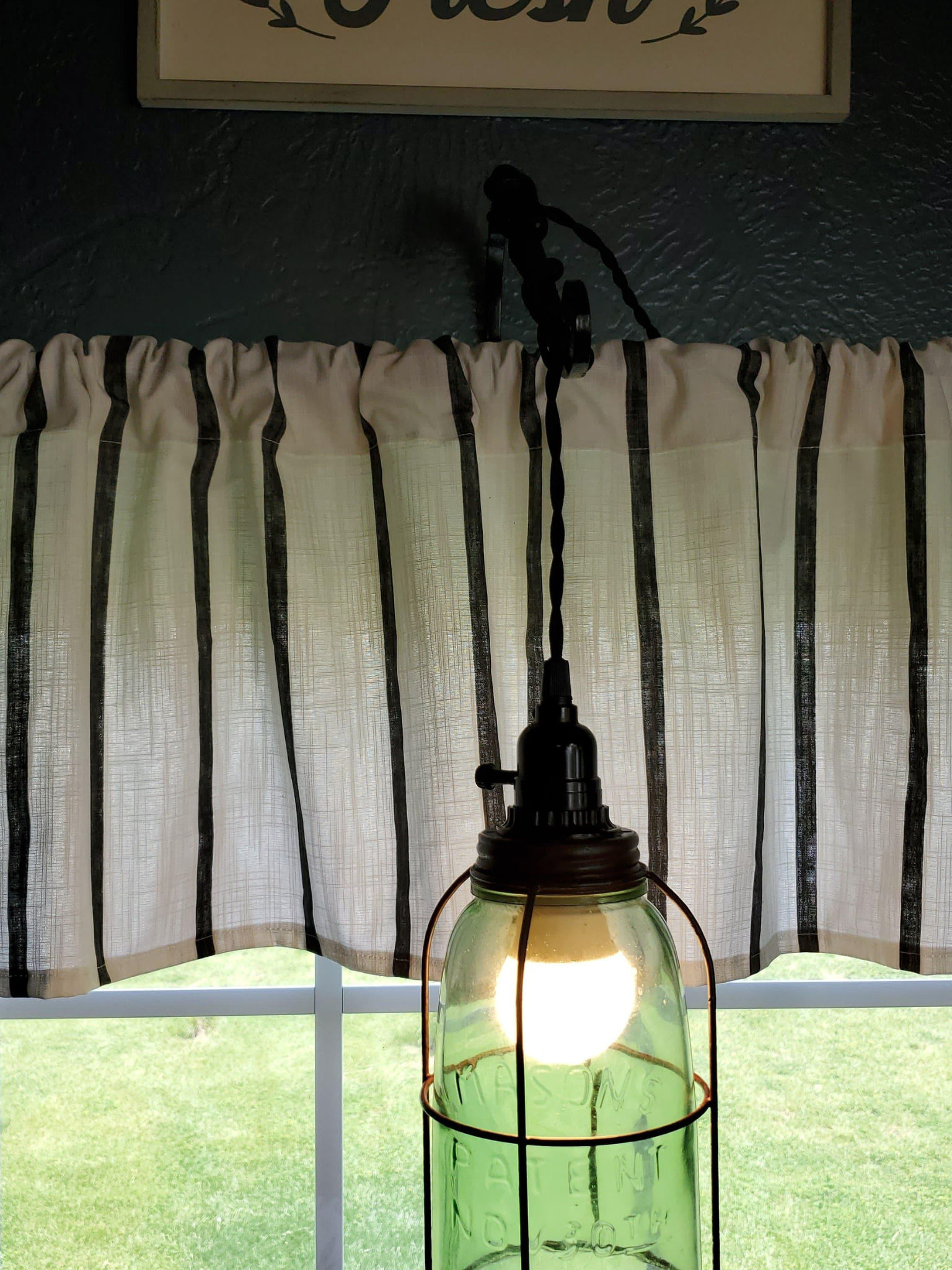 Curtain Panels or Valance - Black Farm Stripe - DBC Baby Bedding Co 