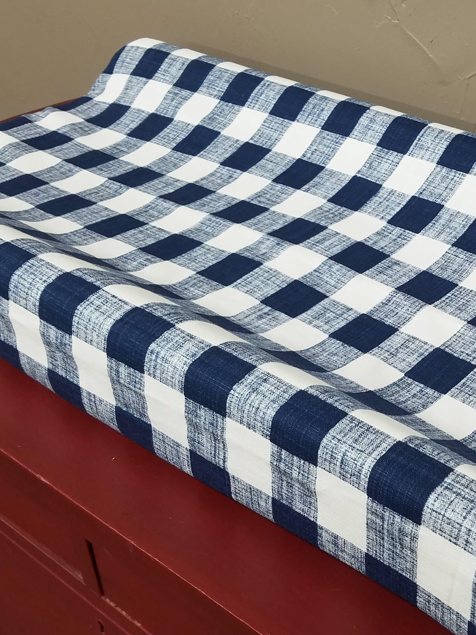 Changing Pad Cover -Denim Navy Check Farmhouse Cover - DBC Baby Bedding Co 