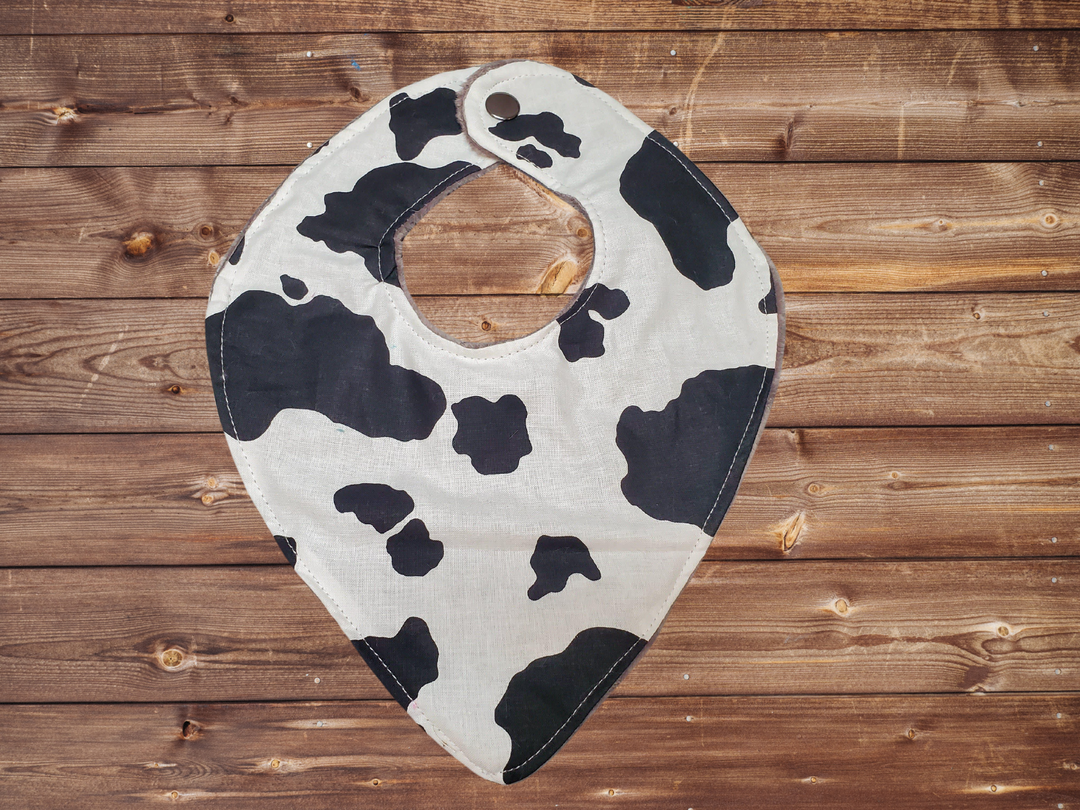 Baby Bib - Black White Cow Print - DBC Baby Bedding Co 