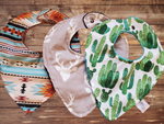 Bib Set - 3 pc Set Buck, Cactus, and Mint Aztec Western Bibs - DBC Baby Bedding Co 