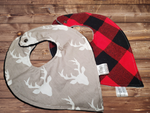 Bib set- Buck and Red Black Check Woodland Bibs - DBC Baby Bedding Co 