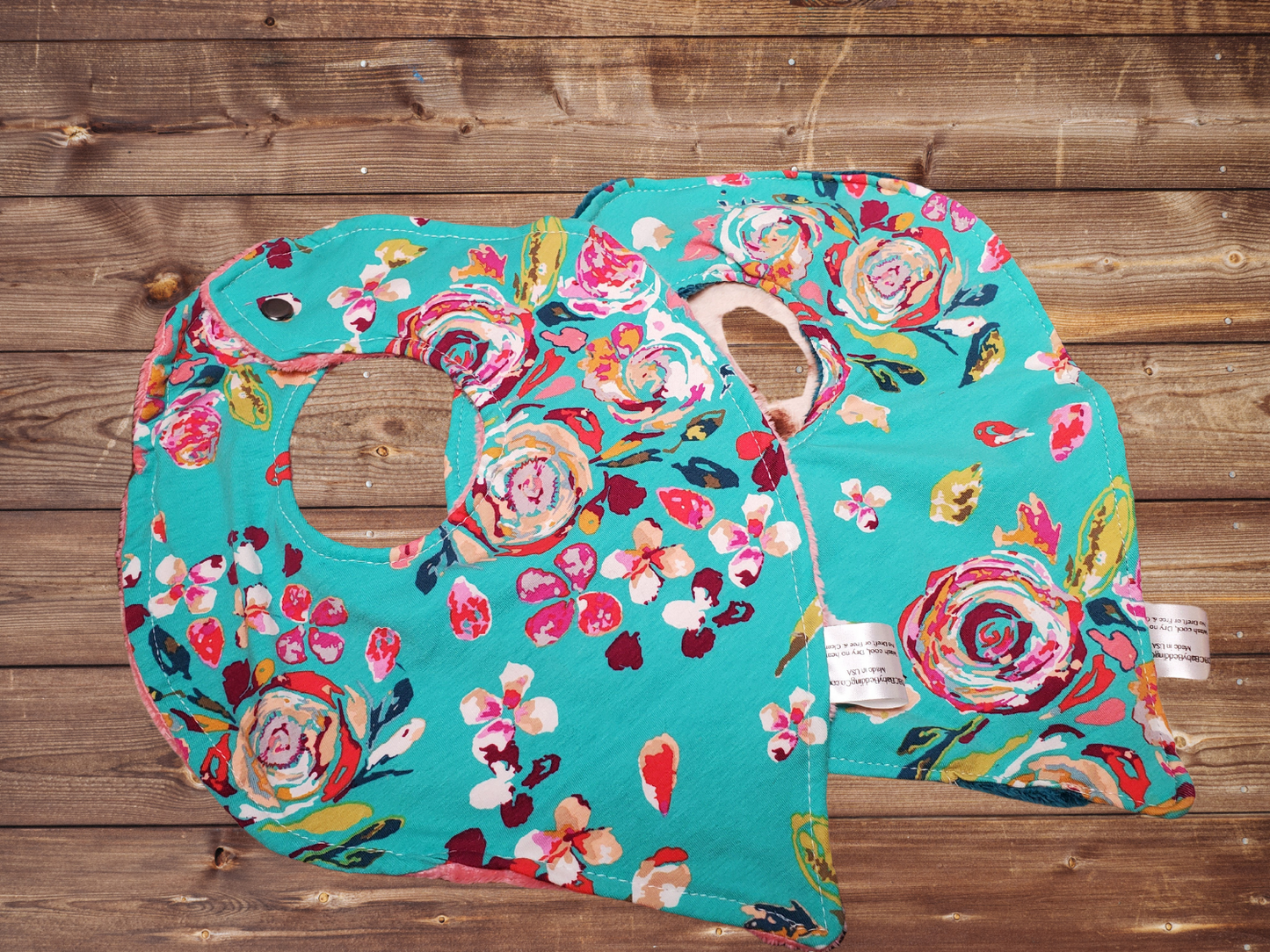 Bib set- Teal Floral Bibs - DBC Baby Bedding Co 