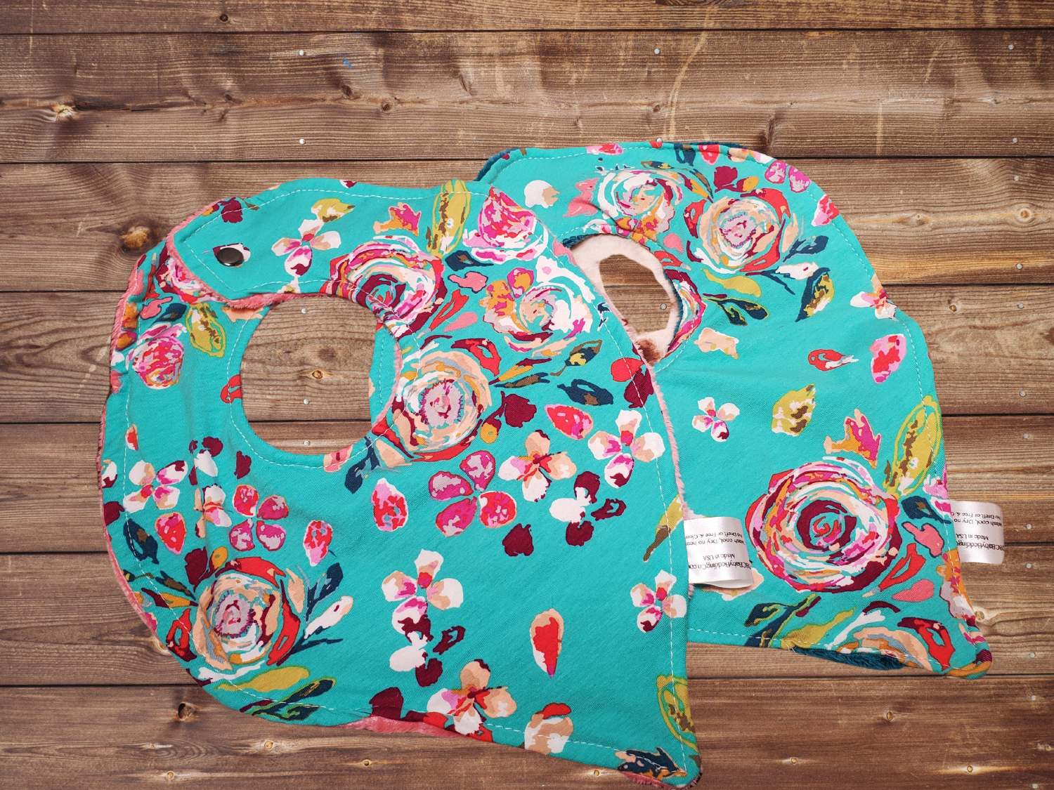 Bib set- Teal Floral Bibs - DBC Baby Bedding Co 