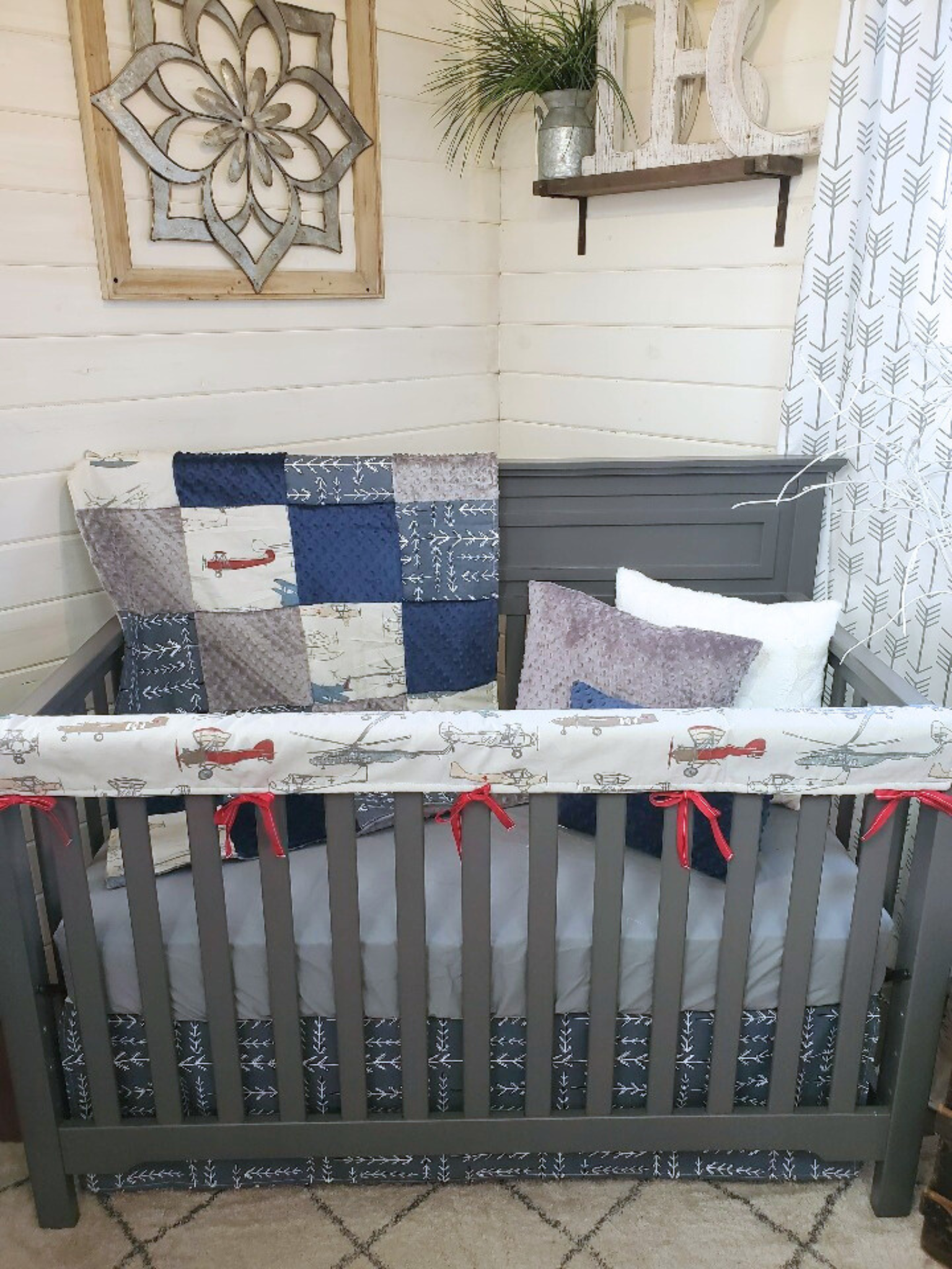 Boy Crib Bedding- Vintage Airplane Baby Bedding & Nursery Collection - DBC Baby Bedding Co 
