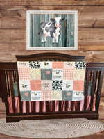 Custom Girl Crib Bedding - Coral Cows Come Home Farm Baby Bedding Collection - DBC Baby Bedding Co 