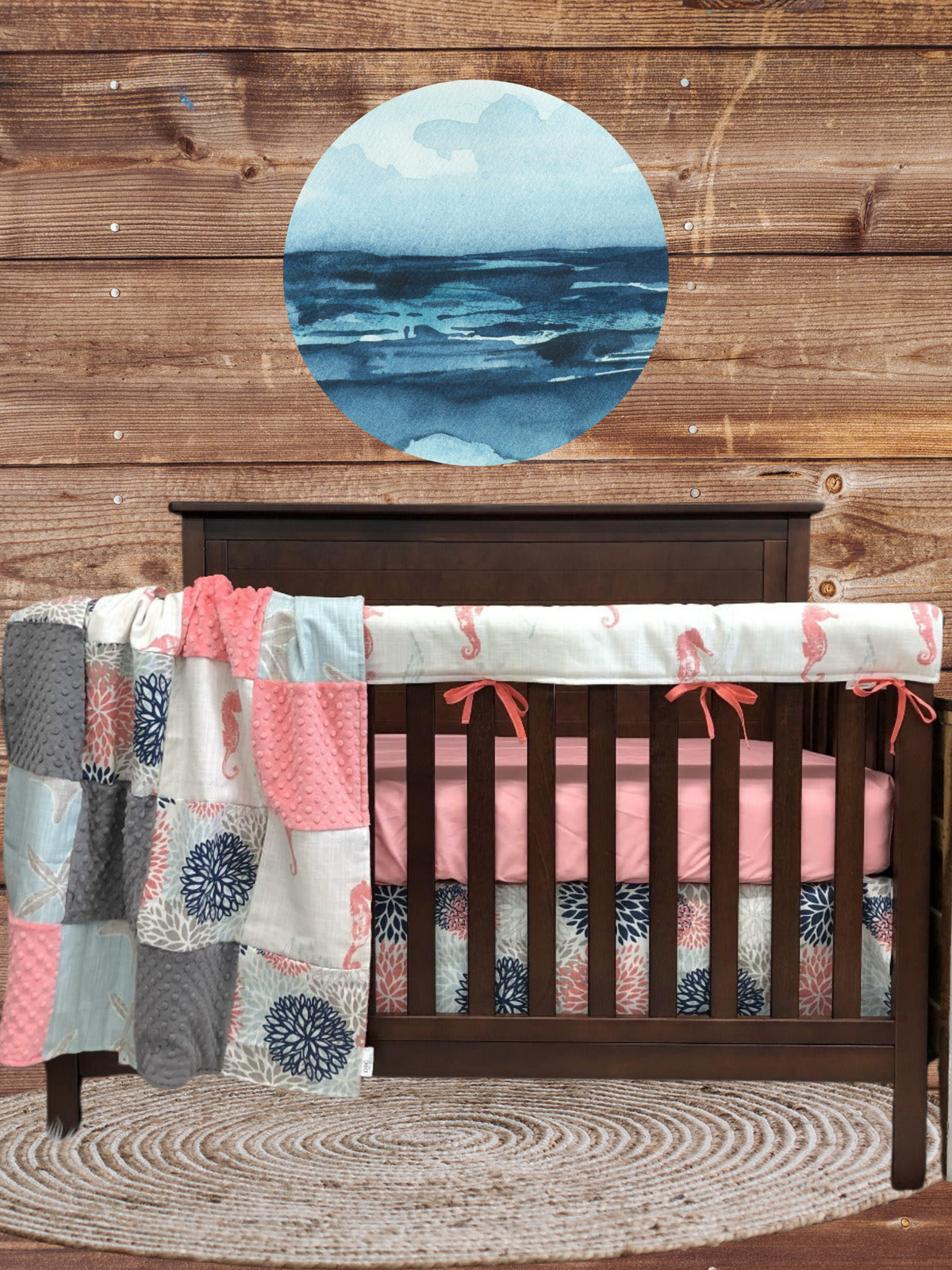 Girl Crib Bedding - Ocean Seahorse and Starfish Baby Bedding &amp; Nursery Collection - DBC Baby Bedding Co 