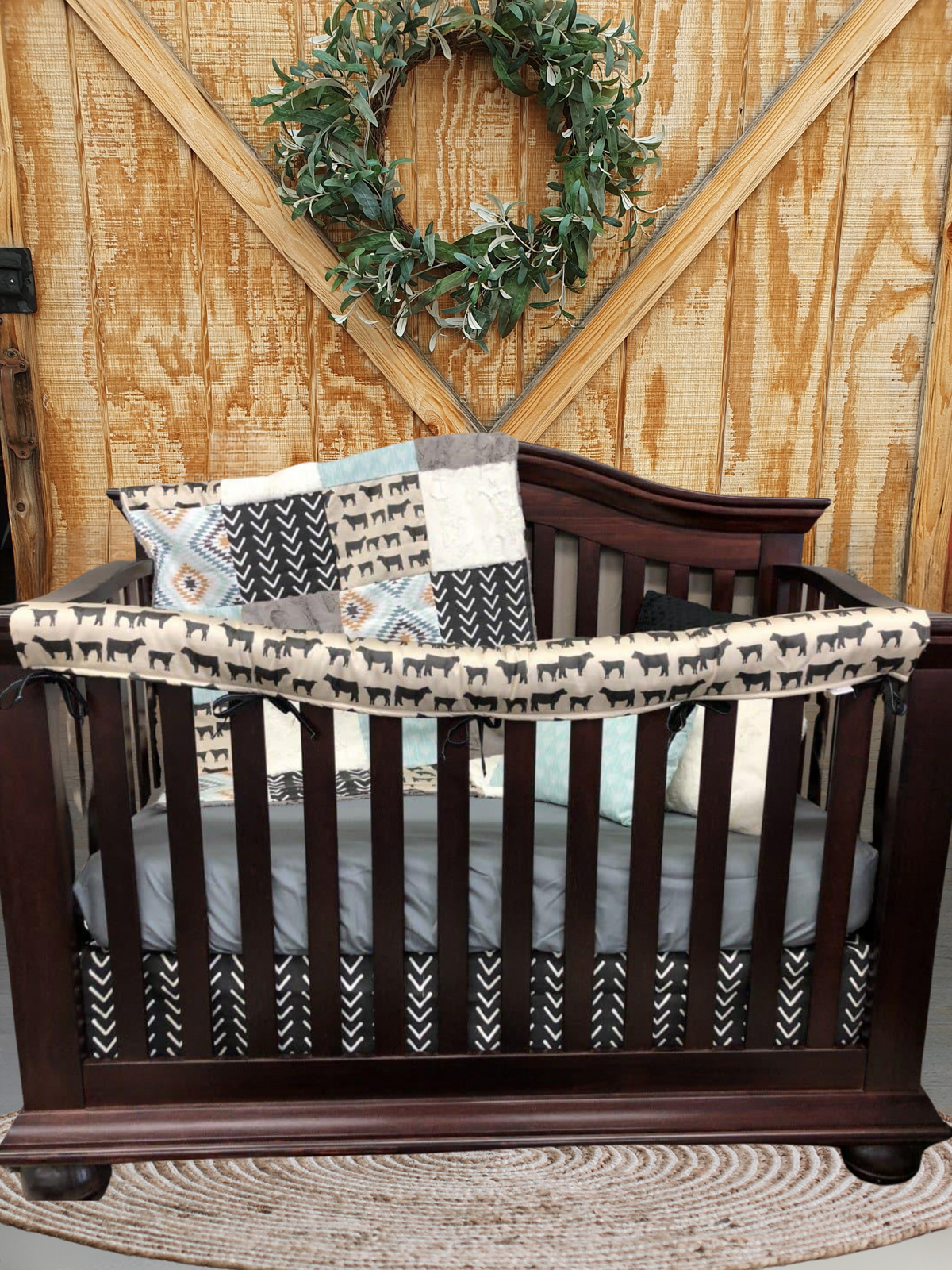 Custom Boy Crib Bedding - Angus, Aztec, and Arrowhead Western Ranch Baby Bedding Collection - DBC Baby Bedding Co 