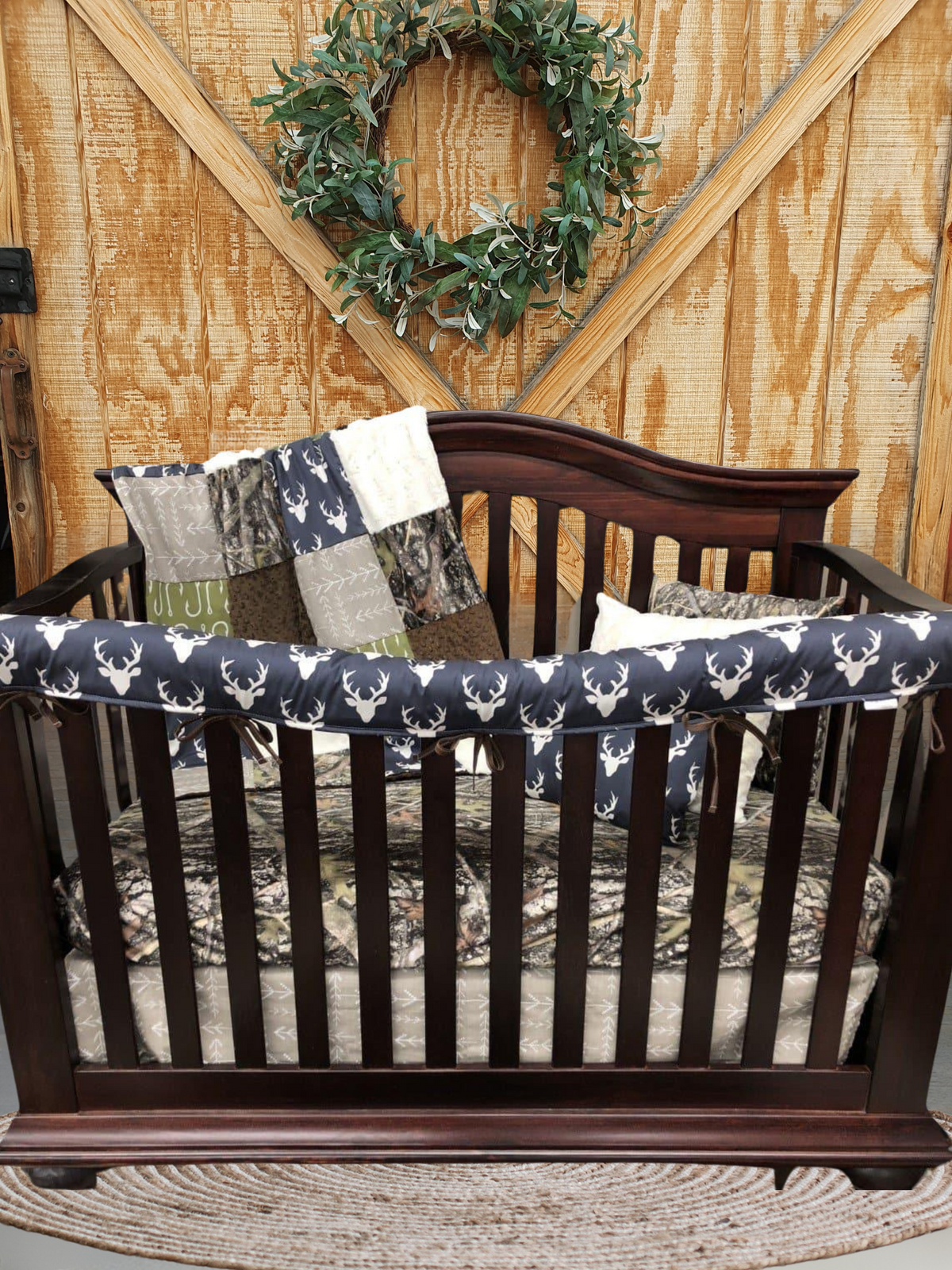 Custom Boy Crib Bedding - Buck, Fishing, and Camo Woodland Baby &amp; Toddler Bedding Collection - DBC Baby Bedding Co 