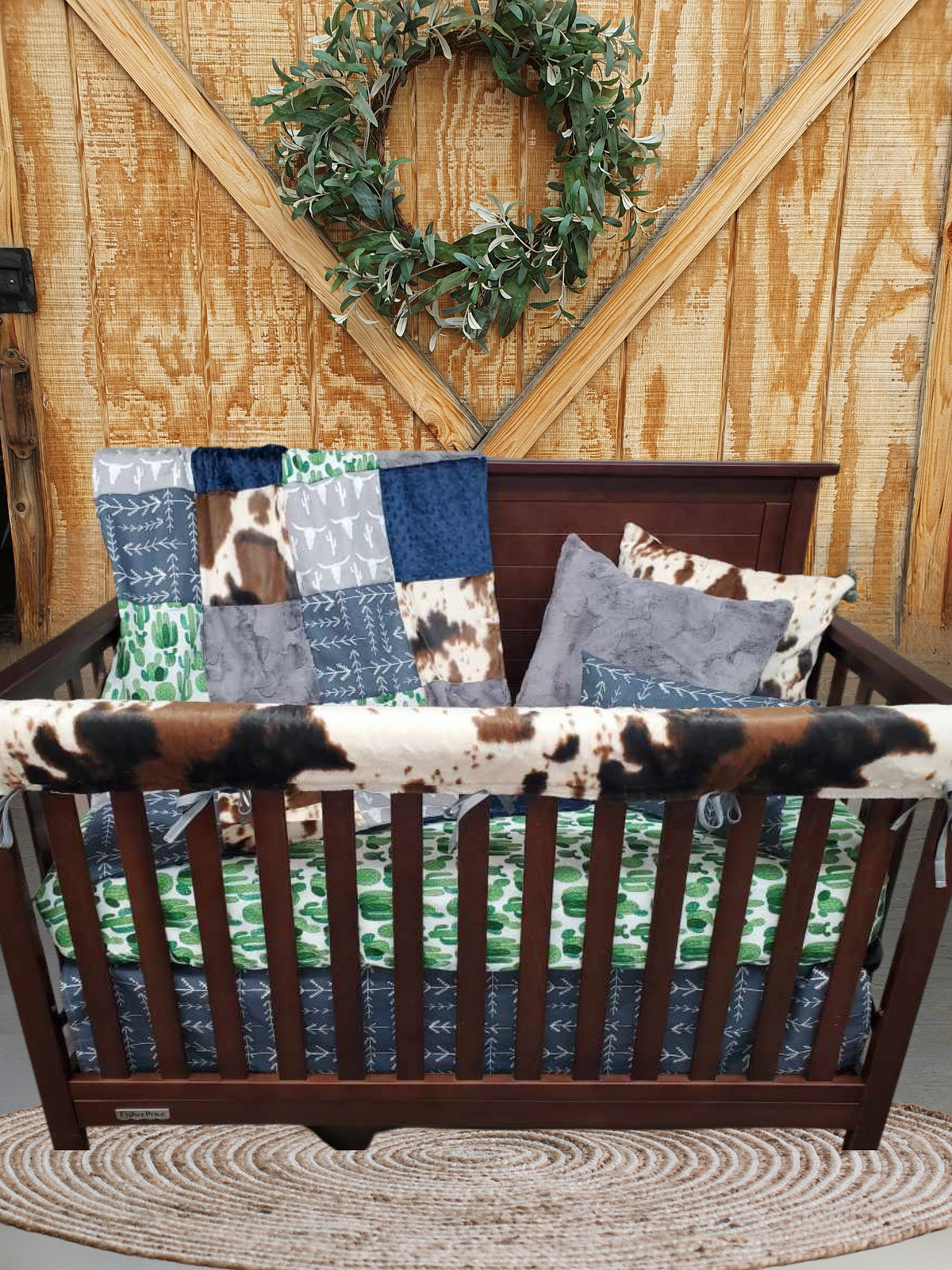 New Release Boy Crib Bedding- Steer, Cactus, and Cow Minky Western Ranch Baby Bedding &amp; Nursery Collection - DBC Baby Bedding Co 
