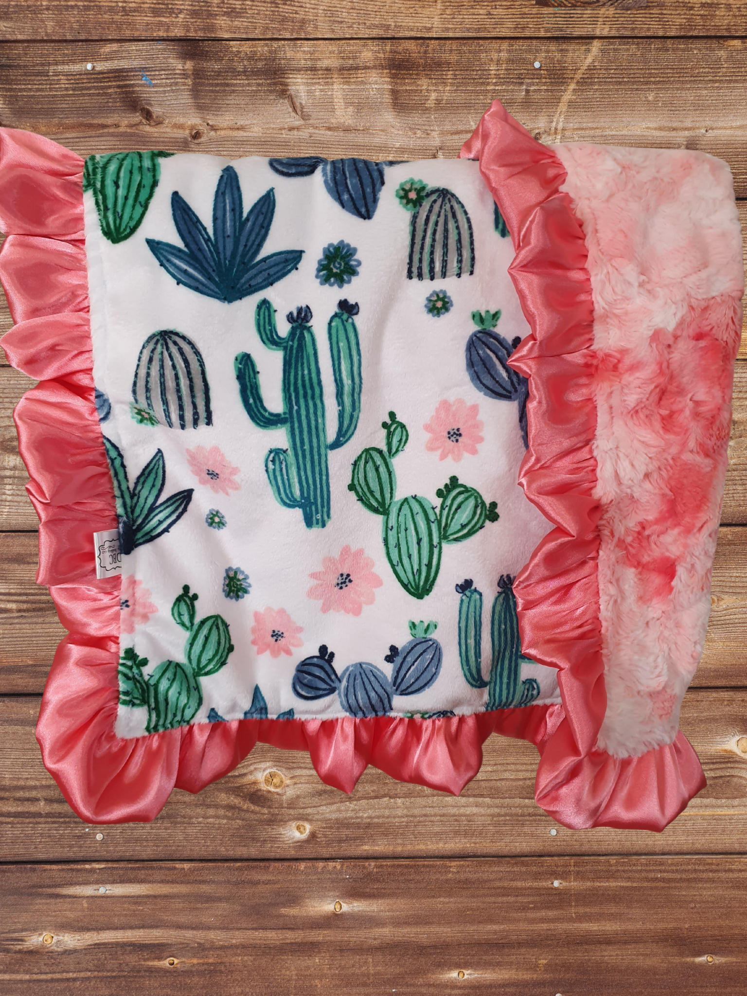 Baby Ruffle Lovey - Cactus Minky Western Lovey - DBC Baby Bedding Co 