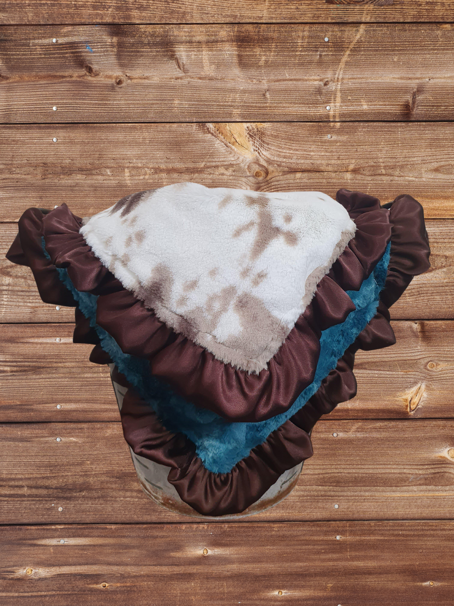 Ruffle Baby Lovey - Brown Sugar Cow and Mallard Galaxy Western Lovey - DBC Baby Bedding Co 