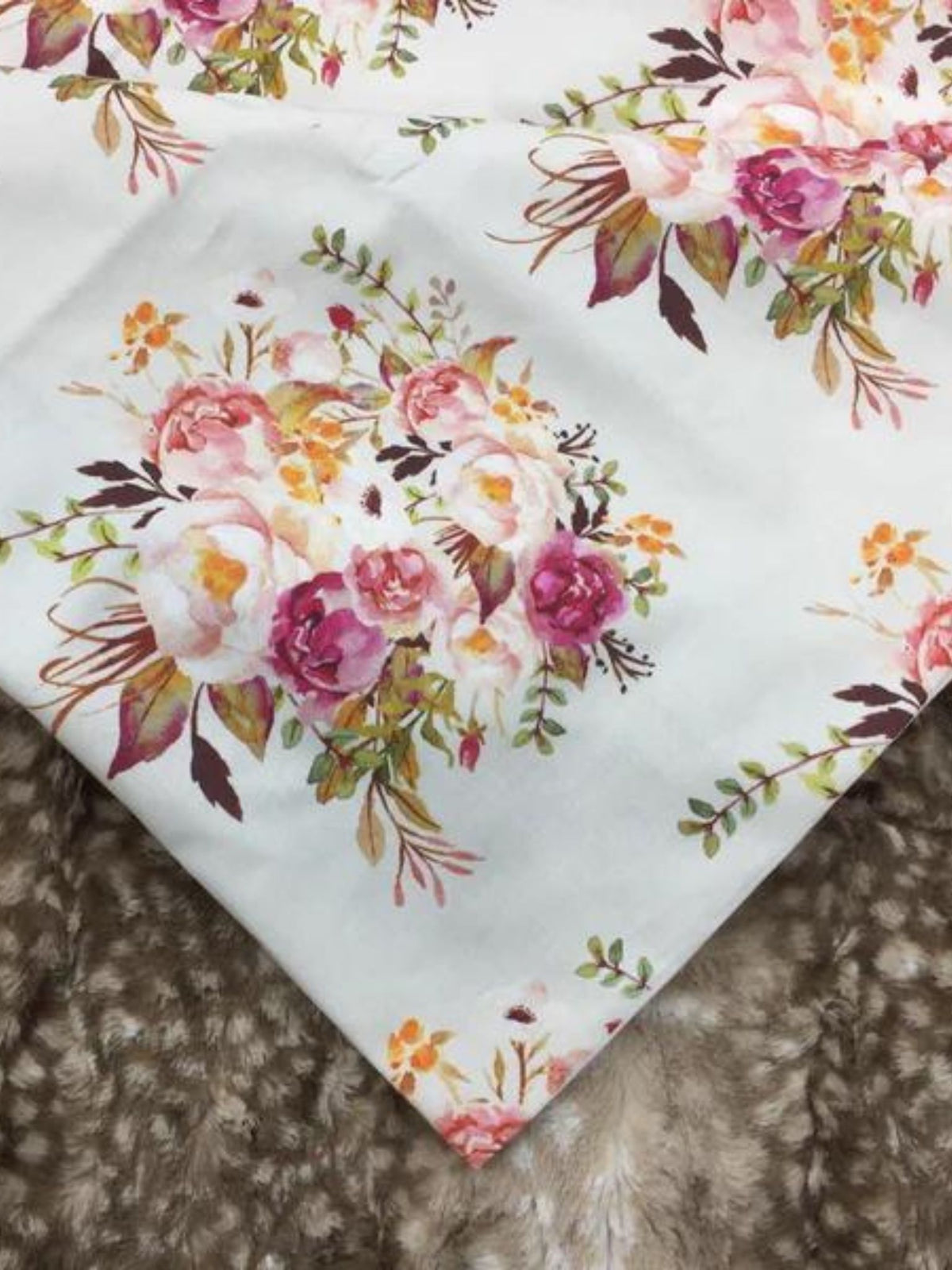Standard blanket- Antique Floral and Fawn Minky Blanket - DBC Baby Bedding Co 