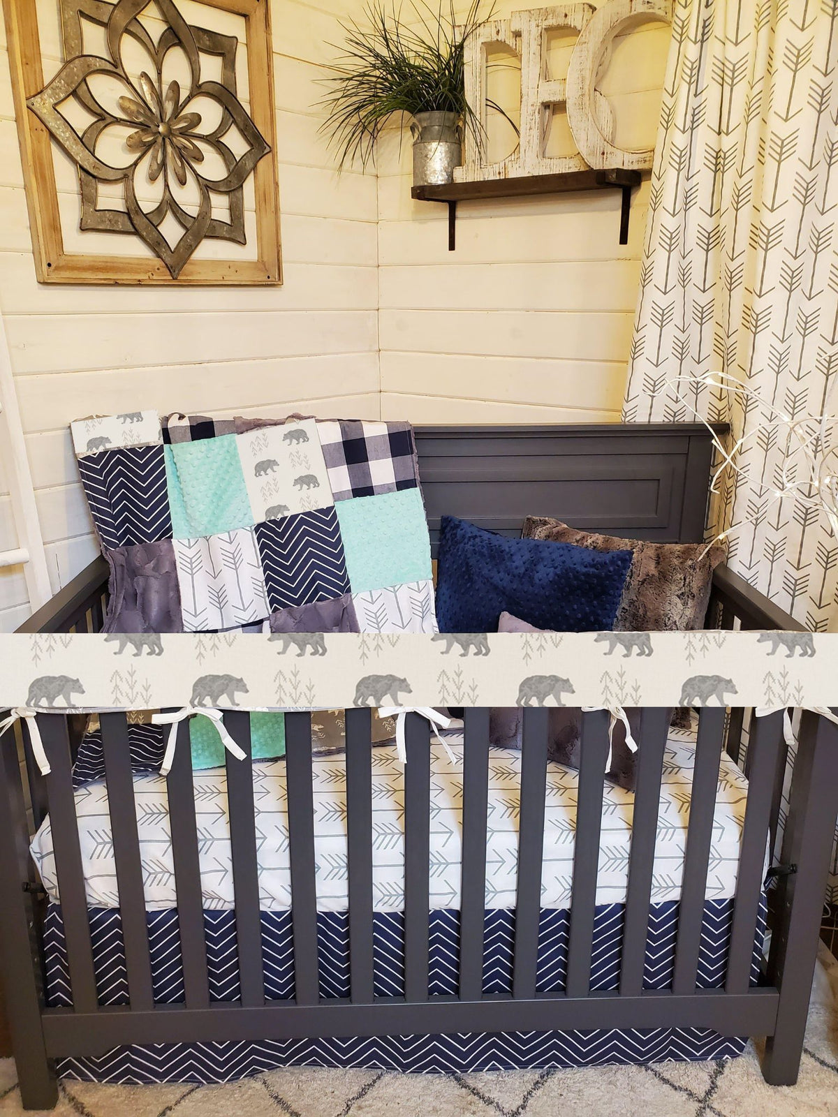 Boy Crib Bedding- Bear and Arrow Woodland Baby Bedding - DBC Baby Bedding Co 