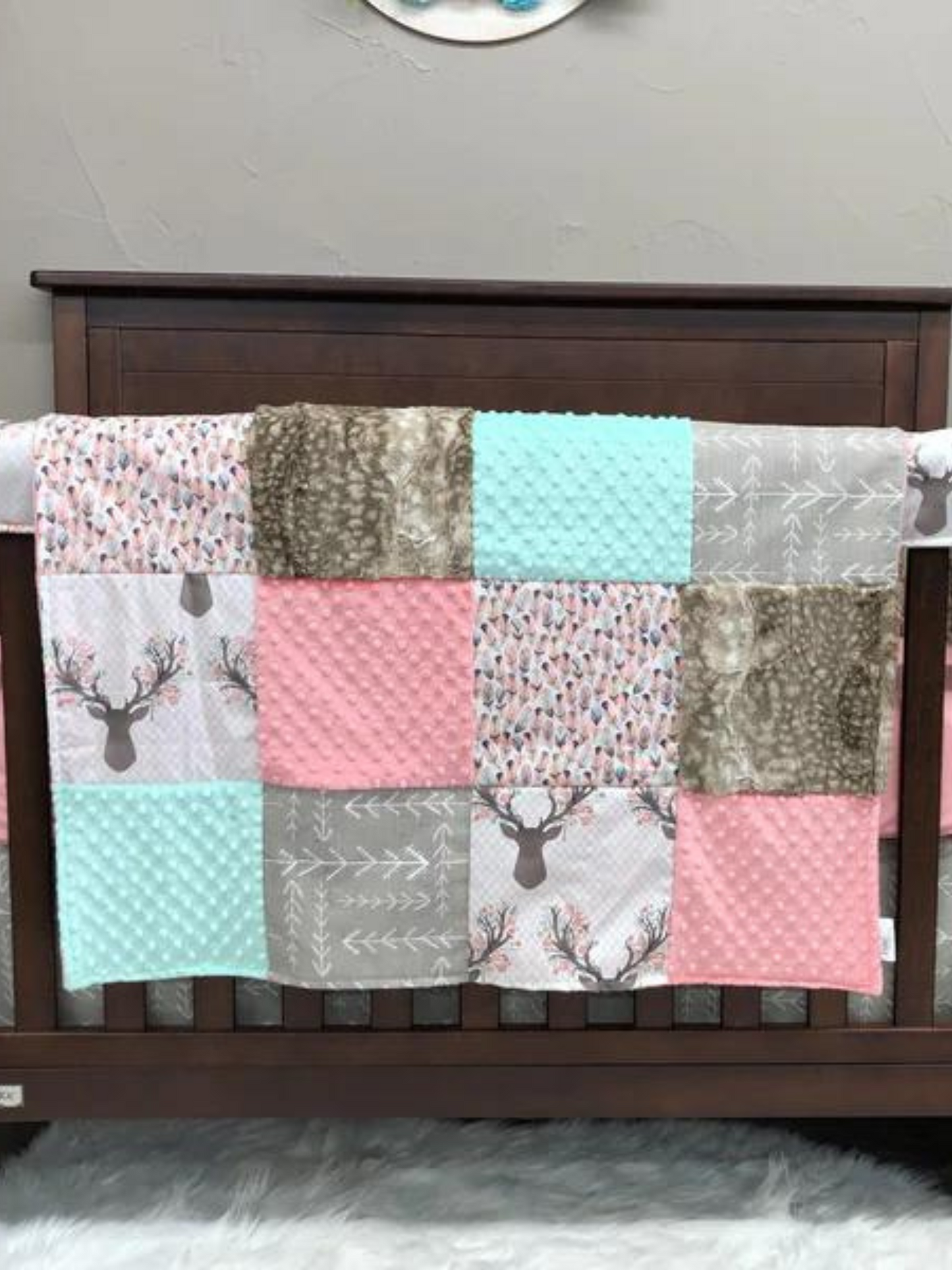 New Release Girl Crib Bedding - Tulip Fawn and Feathers Woodland Baby Bedding Collection - DBC Baby Bedding Co 