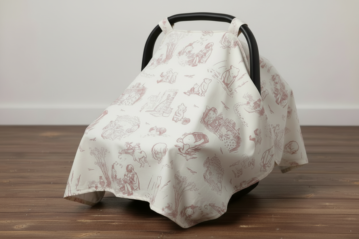 Winnie the pooh carseat the t in dusty rose