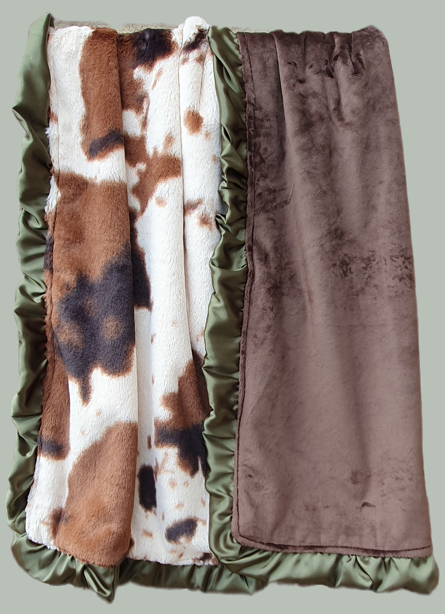 Cow and Brown Minky Western Blanket - DBC Baby Bedding Co 
