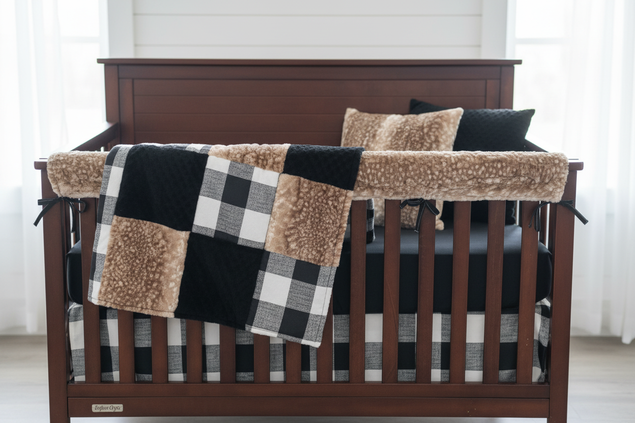 Black and White Buffalo Check Bedding Close-Up